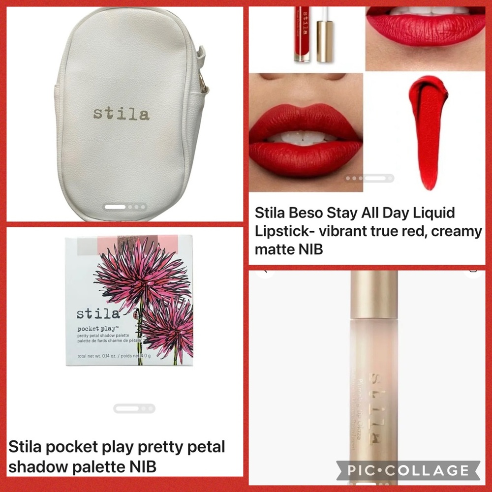 Stila NWT Makeup Bundle all NWT Crossbody bag, eyeshadow, lipstick & plumper